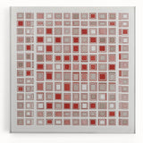 Abstract geometric stretched canvas artwork showcasing vibrant colors and intricate shapes, perfect for modern home decor and artistic interiors.