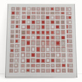 Abstract geometric stretched canvas artwork featuring vibrant colors and dynamic shapes, ideal for modern home decor. The piece leans against a neutral wall, enhancing its contemporary aesthetic.