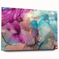 Abstract acrylic artwork showcasing vibrant splatters in a side view, mounted with decorative pins for an artistic presentation. Ideal for modern home decor.