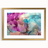 Abstract gold-framed art piece showcasing vibrant splatter designs against a white background, perfect for modern home decor, adding a touch of elegance and creativity to any space.