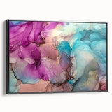 Framed canvas artwork featuring abstract splatters in black and white, showcasing a modern artistic design that enhances contemporary home decor.