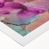 Abstract splatter artwork on rolled canvas showcasing vibrant blue, yellow, and red colors, ideal for modern home decor, packaged securely in a cardboard tube.