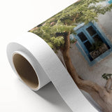 Art Deco-style poster featuring an intricate Greek door design in neutral tones, printed on rolled canvas.