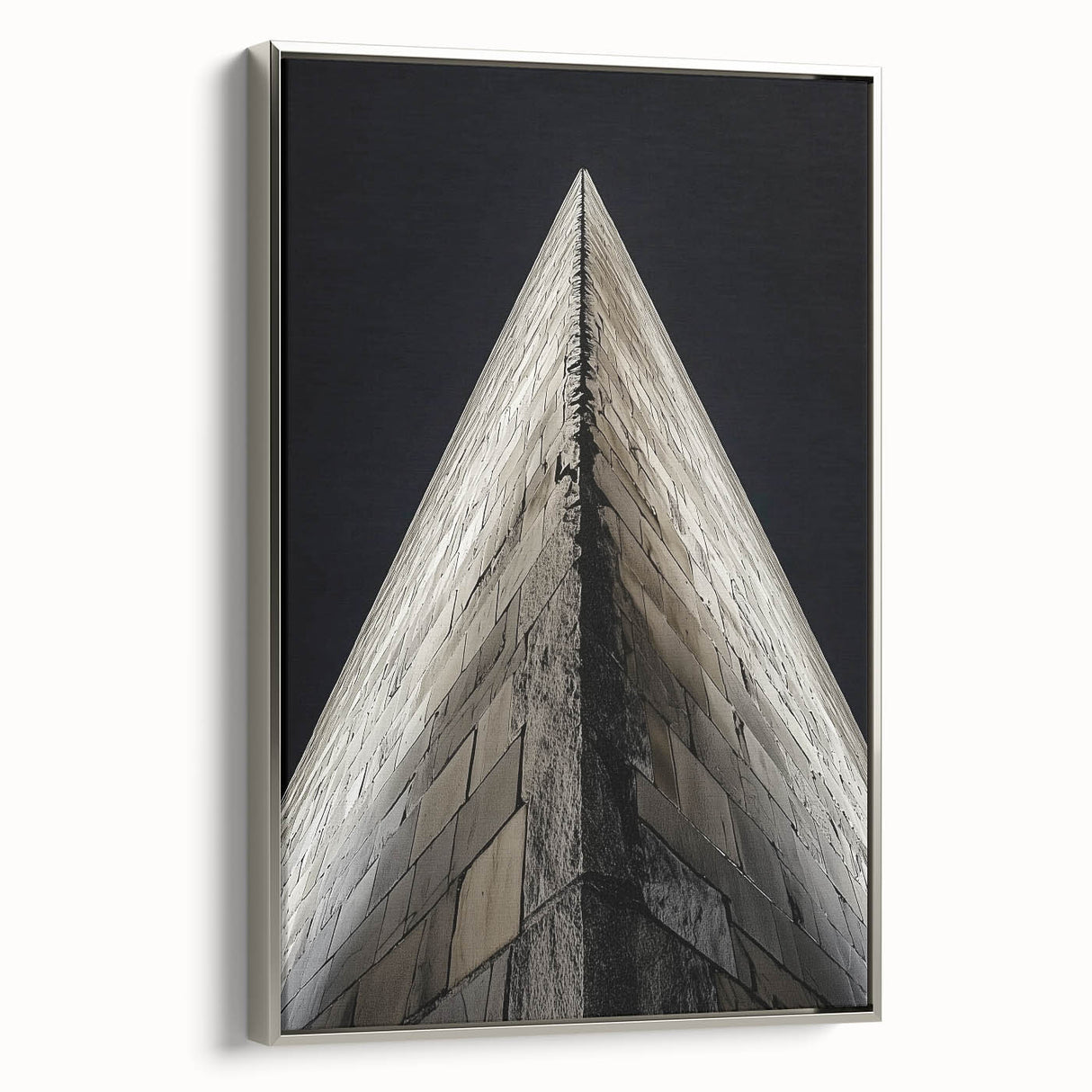 Framed canvas featuring a monochrome landscape painting with subtle vintage poster art influences.