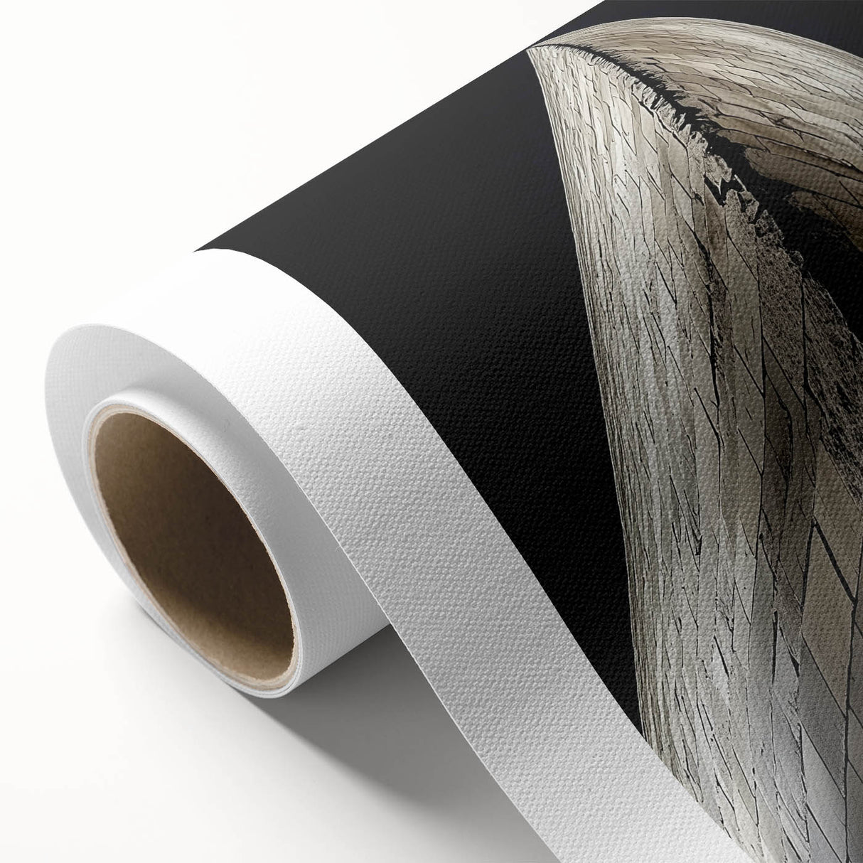 Art deco poster of geometric patterns in gold and black on rolled canvas, suitable for nursery wall art or dining room.