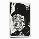 Black and White Expressionist Portrait – Abstract Monochrome Wall Art