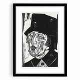 Black and White Expressionist Portrait – Abstract Monochrome Wall Art