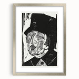 Black and White Expressionist Portrait – Abstract Monochrome Wall Art