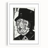 Black and White Expressionist Portrait – Abstract Monochrome Wall Art
