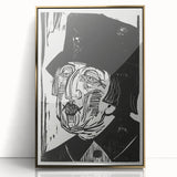 Black and White Expressionist Portrait – Abstract Monochrome Wall Art