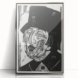 Black and White Expressionist Portrait – Abstract Monochrome Wall Art