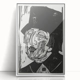 Black and White Expressionist Portrait – Abstract Monochrome Wall Art