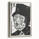 Black and White Expressionist Portrait – Abstract Monochrome Wall Art