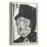 Black and White Expressionist Portrait – Abstract Monochrome Wall Art