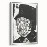 Black and White Expressionist Portrait – Abstract Monochrome Wall Art