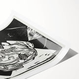 Black and White Expressionist Portrait – Abstract Monochrome Wall Art