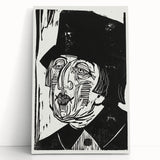Black and White Expressionist Portrait – Abstract Monochrome Wall Art