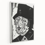Black and White Expressionist Portrait – Abstract Monochrome Wall Art