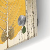 Vibrant close-up of acrylic wall art showcasing colorful flowers and botanical leaves on a glass surface, ideal for modern home decor and nature enthusiasts.