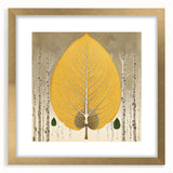 Elegant wall art featuring an intricate design of flowers and botanical leaves in a gold frame, accented with a white mat, perfect for enhancing home decor.