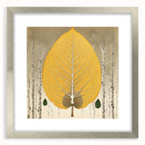 Framed wall art showcasing a botanical design with vibrant flowers and leaves, set in a silver frame with a white mat, ideal for home decor enhancement.