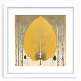 Elegant wall art frame showcasing a botanical design with colorful flowers and leaves, set in a sleek white mat, ideal for enhancing home decor.