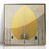 Framed wall art featuring a vibrant design of flowers and botanical leaves, accented with gold details, displayed from a front view for home decor enhancement.