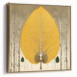 Framed wall art canvas featuring an elegant design of flowers and botanical leaves in silver and gold tones, perfect for modern home decor.