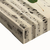 Close-up of a vibrant floral and botanical leaves wall art design on stretched canvas, showcasing intricate details and rich colors, perfect for home decor.