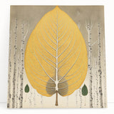 Stretched canvas wall art depicting a vibrant floral design with green leaves, perfect for home decor. Ideal for adding a touch of nature to any space.