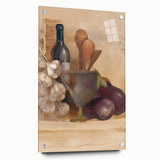 Large abstract wall art on acrylic glass depicting vibrant, multicolored brush strokes, ideal for dining room decor.