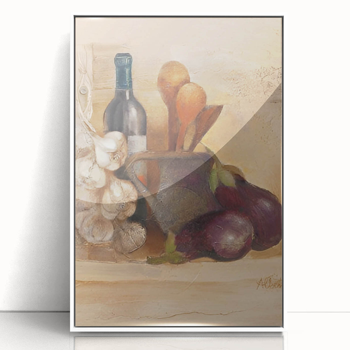 Mid-century modernist art poster featuring a colorful abstract design on a framed acrylic panel.