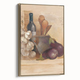 Framed canvas featuring a vintage poster of a black and gold landscape painting, ideal for bedroom wall art.