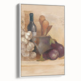 Vintage poster art featuring colorful food and drink illustrations on an extra large, framed canvas.