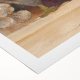 Art deco poster featuring a stylized cocktail glass, in bold black and golden hues, on a rolled canvas.