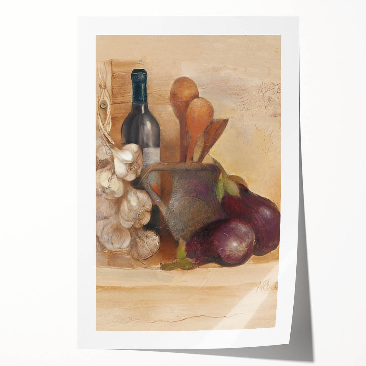 Extra large rolled print featuring a floral design in pastel shades, ideal for dining room wall art.