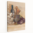 Large art depicting various colorful fruits and vegetables on a stretched canvas, ideal for kitchen wall decor.