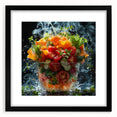 Extra large framed abstract art print featuring colorful, textured fruit designs, ideal for living room decor.
