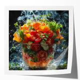 Rolled print of vibrant fruit and floral art, ideal for dining room wall decor.
