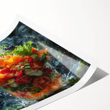 Extra large wall art featuring line art flowers in black on white, rolled print format, ideal for large living room decor.