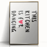 Large art print of a mid-century modernist food-inspired design in vibrant colors on framed acrylic.