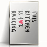 Mid-century modernist art featuring a minimalist food illustration in pastel shades on a silver-framed acrylic print.