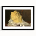 Extra large framed abstract art print of colorful pastries on a textured background, ideal for living room decor.