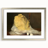 Textured art depicting abstract pastries in soft pastel shades, framed in silver, ideal for bedroom wall decor.