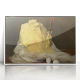 Art deco poster of assorted pastries in soft pastel tones, framed acrylic ideal for nursery wall art.