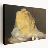 Large stretched canvas featuring an array of pastries in soft pastel tones, ideal for kitchen wall art.