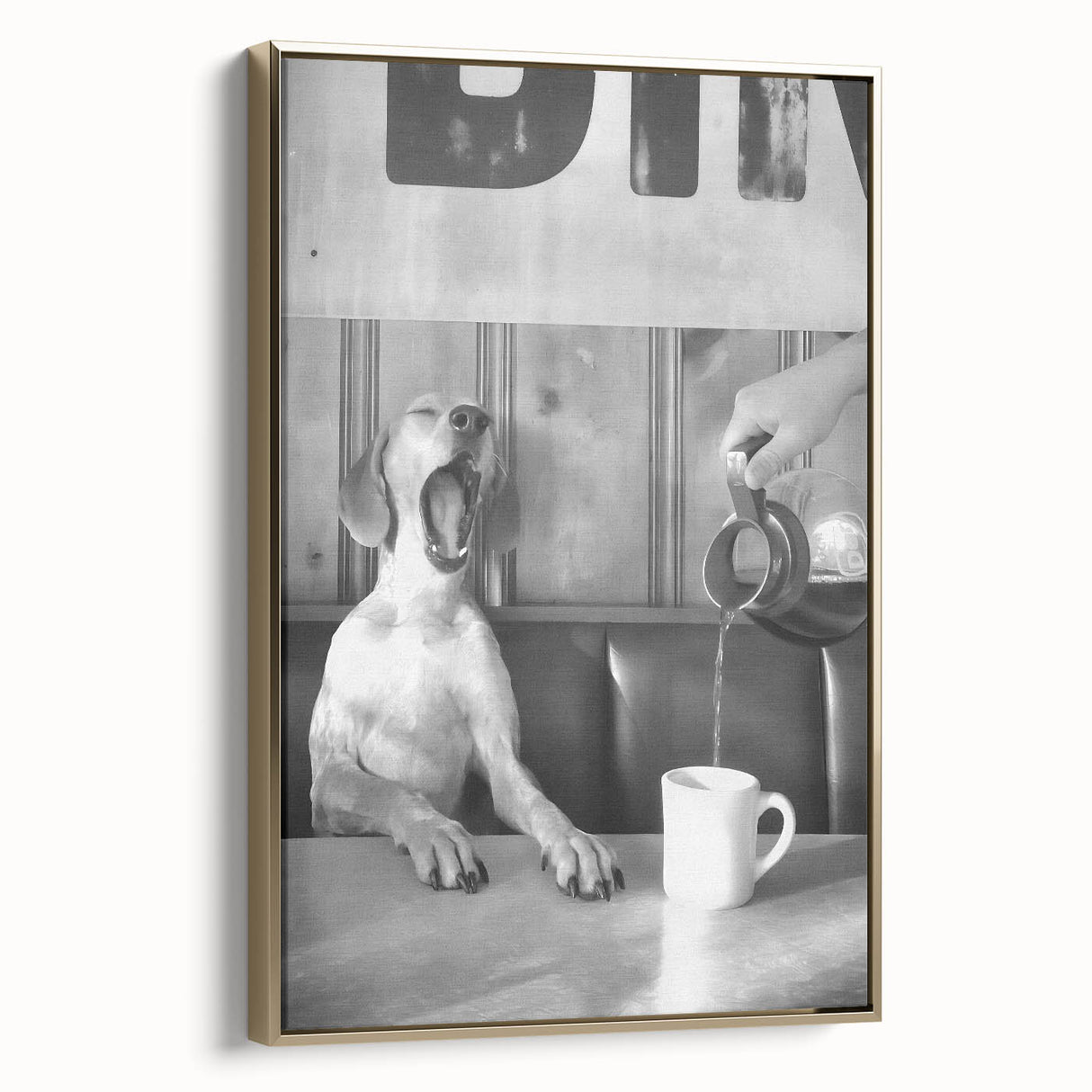 Framed canvas featuring a vintage poster art of a landscape painting in black, ideal for bedroom wall decor.
