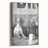 Framed canvas featuring a vintage poster art of a landscape painting in black, ideal for bedroom wall decor.