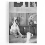 Black and white large art canvas depicting a bustling market scene, ideal for kitchen wall art.