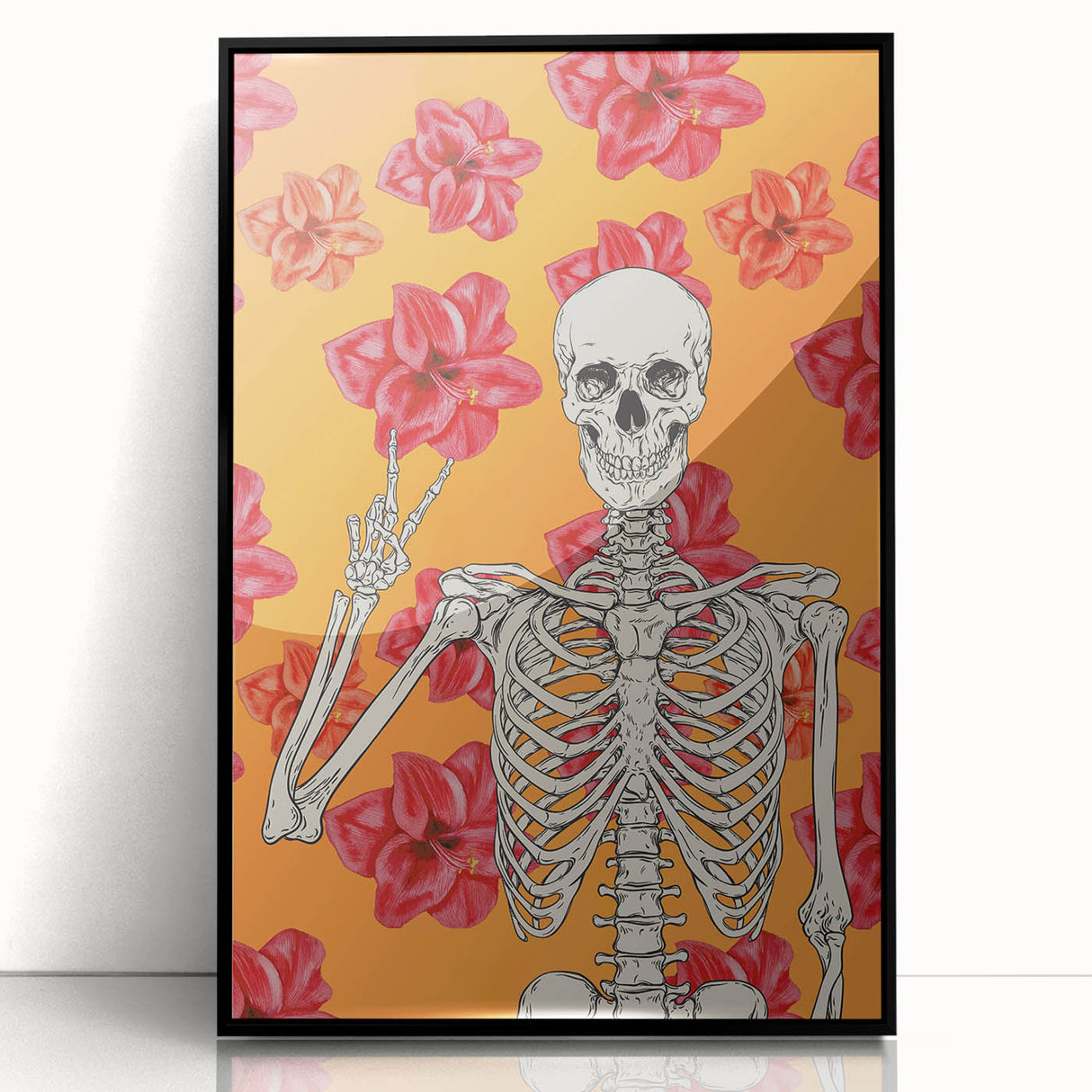 Floral Skeleton Halloween Wall Art - Spooky Chic Halloween Decor